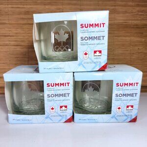 Olympic Glass Coffee Mugs Sochi 2014 Canadian Glassware Limited Edition Lot Of 3